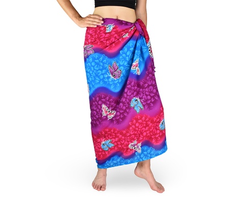 Sarong - Pareo REN, dúha s motýľmi, modrá, II. akosť