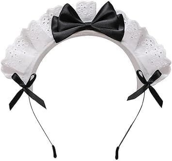 Čelenka Lolita s krajkovou mašlí, cosplay čelenka s motivem anime služky, stužková čelenka pro ženy