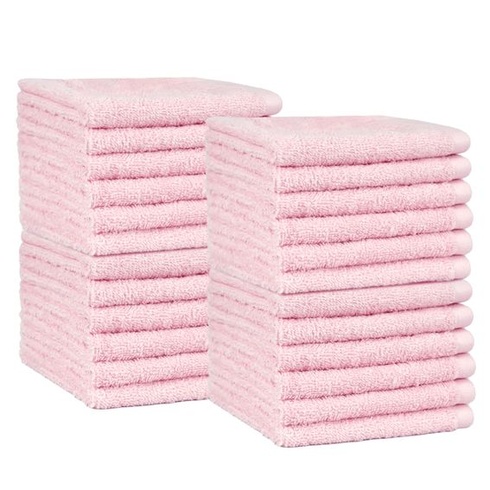 Sada žínek Amazon Basics, 100% bavlna, extra savé, rychleschnoucí, 30 x 30 cm, růžová, balení 24