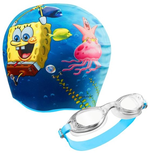 Detská sada plaveckých čiapok a okuliarov s UV ochranou SpongeBob SquarePants - Doplnky na plávanie