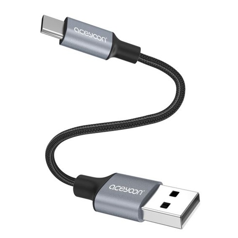 Aceyoon USB C kábel krátky 10cm, 3A nabíjací kábel USB C rýchlonabíjací kábel nylonový opletený