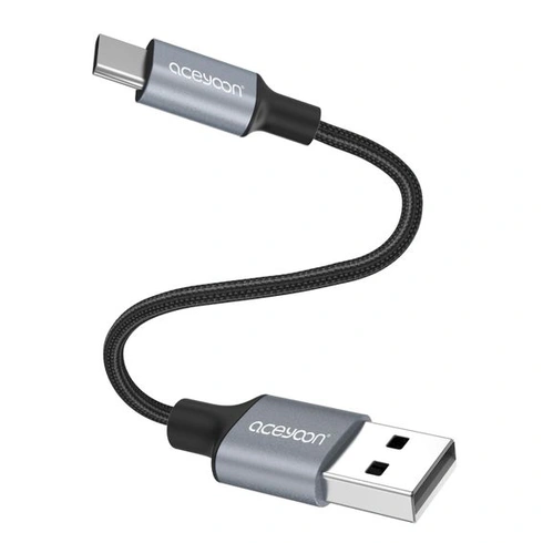 Aceyoon USB C kabel krátký 10cm, 3A nabíjecí kabel USB C rychlonabíjecí kabel nylonový opletený