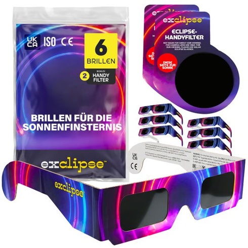 Okuliare na zatmenie Exclipse - certifikácia ISO 12312-2 a CE a UKCA, bezpečné pozorovanie Slnka,