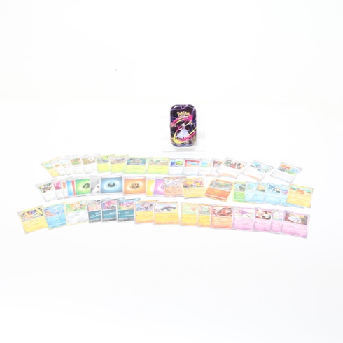 Balíček mini plechoviek PoKéMoN, 50 rôznych kariet, 1 náhodne vybraná extrémne vzácna herná minca