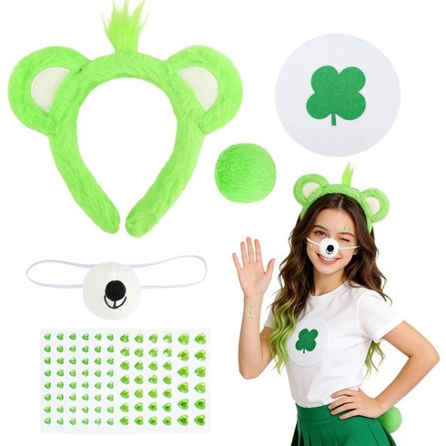 Karnevalový kostýmový doplnok pre dospelých s medvedími ušami, čelenka s chvostom, nálepka na karneval,