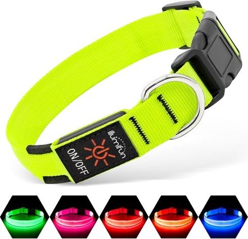 Illumifun LED obojek pro psy, dobíjecí, vodotěsný, svítivý obojek pro malé i velké psy, světla pro