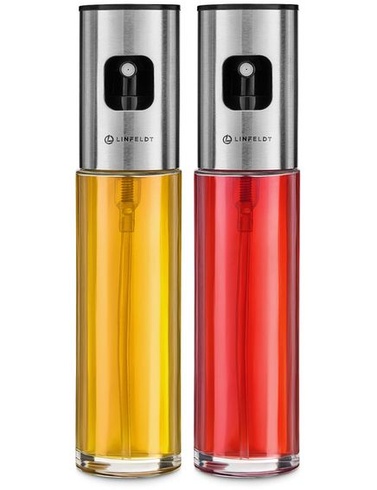 LINFELDT Sada 2 rozprašovačov oleja na varenie, každý s objemom 100 ml, so sklom a nerezovou oceľou
