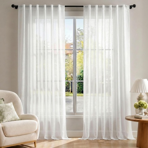 Voálová záclona Deconovo 240x140cm biela 2ks