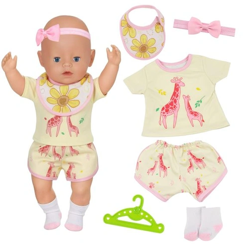 6 kusov oblečenia pre bábiky o veľkosti 30-43 cm, oblečenie s motívom žltej žirafy pre bábiky o