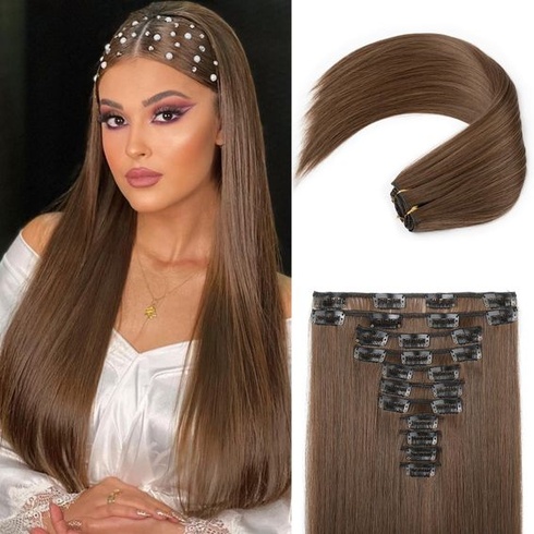 REECHO Clip-in predlžovanie vlasov - 11dielne clip-in predlžovanie vlasov pre ženy, 61 cm dlhé rovné