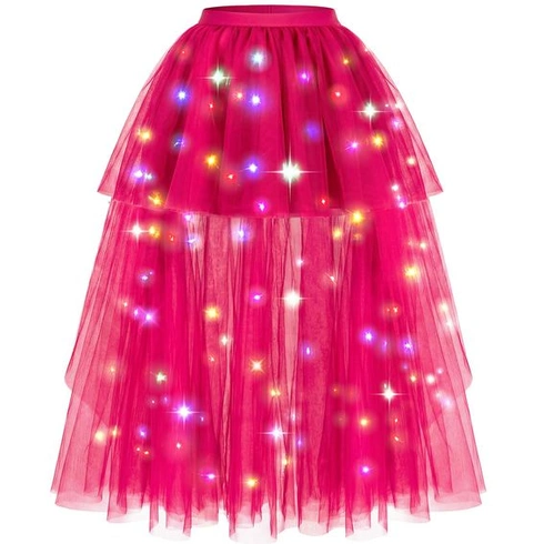 Tylová sukně Hifot pro ženy s LED světly, vysoká/nízká baletní sukně pro dospělé, na Halloween,