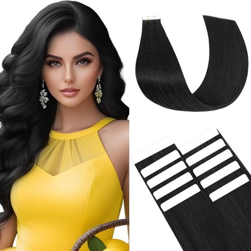 Benehair Tape-in prodlužování, pravé lidské vlasy, neviditelné prodloužení Tape-in, pravé