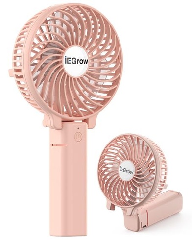 Ručný ventilátor iEGrow, prenosný mini ventilátor, dobíjací cez USB [2–9 hodín prevádzky], 3