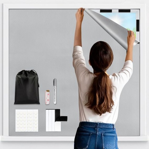 Zatemňovací látka na okna 200x148cm, 100% blokování světla, zatemňovací střešní okno bez vrtání,