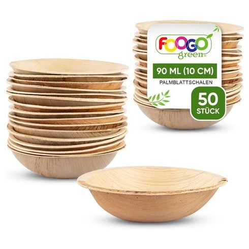 Misky FOOGO Green Palm Leaf 90 ml, Ø 10 cm, 50 kusov, Jednorazový riad Mini (7 cm) | Okrúhle 50