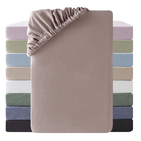 Napínacie prestieradlo SOULFUL 90x190cm, 100% praná bavlna, tmavo káva, tmavo káva, 90x190x30cm