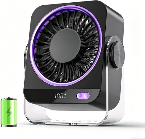 Stolný ventilátor FGHB šedo-fialový, 4000 mAh