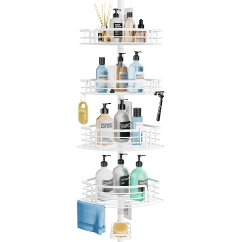 Polica SWTYMIKI do sprchy biela rohová