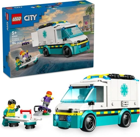LEGO City Ambulance - Hračka s 2 minifigúrkami (skateboardista a vodič) - Vzdelávacia hračka pre