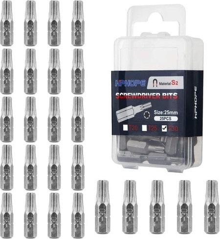 Súprava bitov HPHOPE T30 Torx (dĺžka: 25 mm, 25 kusov)