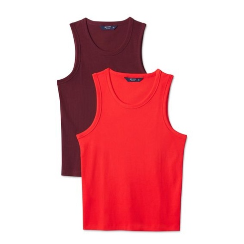 Pánske rebrované tielko Amazon Essentials Slim Fit, 2 kusy, veľkosť M, červené/tmavo vínové