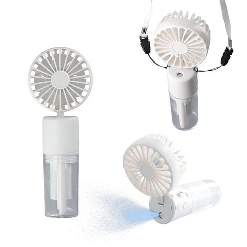 Ručný ventilátor 3 v 1, mini tichý ventilátor, s prívodom vody a popruhom na prenášanie, biely