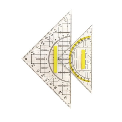 Sada 2 uholníkov s rukoväťami, geometrická sada 16 cm + 22 cm, ideálna pre kreslenie, mapovanie a