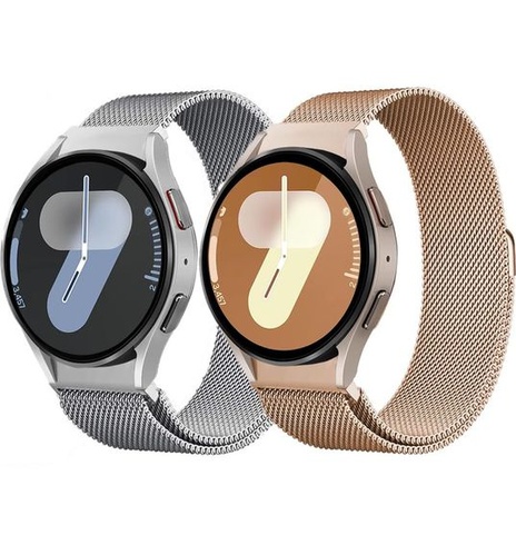 2 řemínky s milánskou smyčkou pro Samsung Galaxy Watch 7/6/5/4/FE, 40mm/44mm, stříbrné/růžovo-zlaté