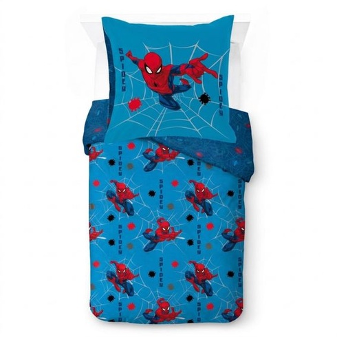 Detská posteľná bielizeň Marvel Spiderman Superhero 100% bavlna Stredne modrá - Spiderman 137x200/80x80