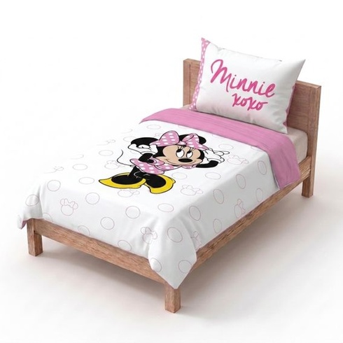 Detská sada posteľnej bielizne Disney Minnie Mouse 100% bavlna pre dievčatá, biela - Minnie Mouse