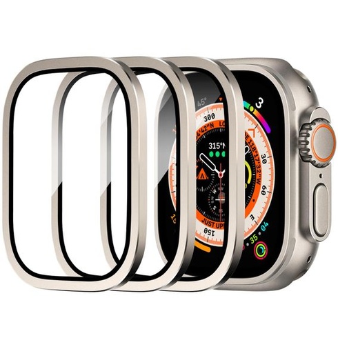 Ochranná fólia pre Apple Watch Ultra 49 mm, rám z titánovej zliatiny s tvrdeným sklom 9H, ultratenká,
