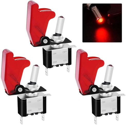 Taiss/3dílný přepínač 12V 20A Červená LED SPST ZAP/VYP kolébkový přepínač 3pinový podsvícený s
