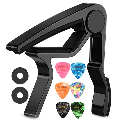 Gitarové kapo so 6 trsátkami, LEKATO Ukulele Capo, klip na akustickú gitaru, rýchloupínacie kapo spona