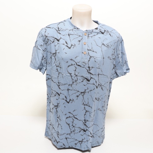 Pánske tričko HMIYA, 100% bavlna, vintage henley, krátky rukáv, letné, ležérne, veľkosť XL, čierna,