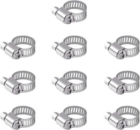 Hadicové spony 10-16 mm, 10 kusov, súvislé z nerezovej ocele 304, nastaviteľné hadicové spony,