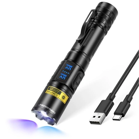 DARKBEAM UV svítilna s černým světlem 365nm a 395nm, LED svítilna s ultrafialovým zářením, dobíjecí