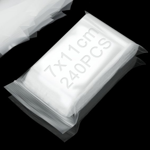 240 sáčků na zip 7×11 cm, malé průhledné sáčky s tlačítkem 7x11 cm - 240 kusů