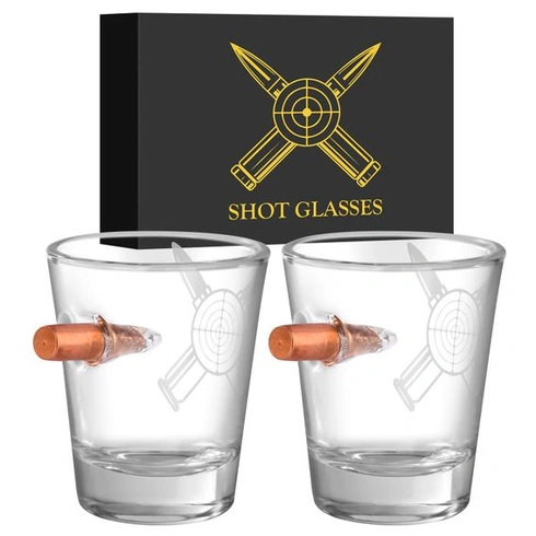 Personalizované sklenené panáky, 60ml panáčik, sada 2 kusov s krabičkou, priehľadné