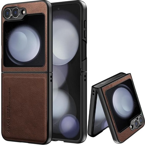 Púzdro X-level pre Samsung Galaxy Z Flip 6, púzdro na telefón z PU kože, hnedé Z Flip6 hnedé