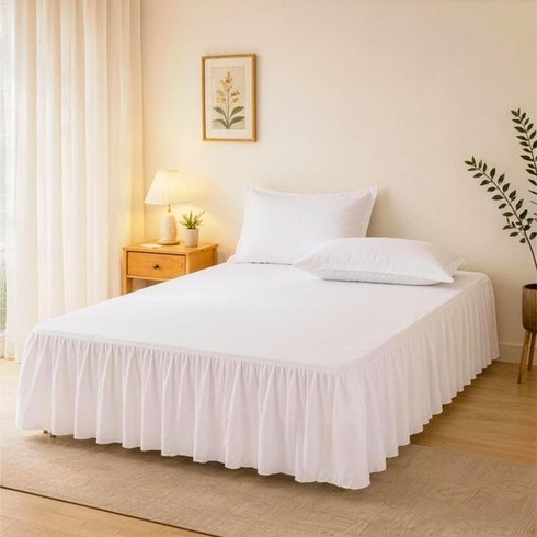 Prehoz cez posteľ ANKUOFUA White bed skirt