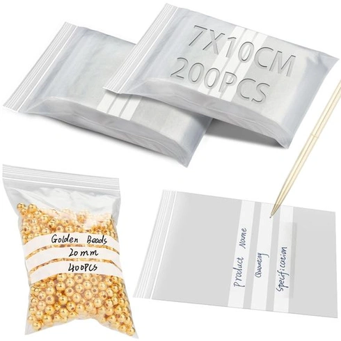 200 sáčků Press-Seal 7x10cm, pytlovité sáčky s etiketami, sáčky na zip, znovuuzavíratelné plastové
