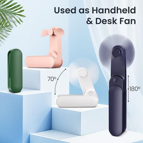 Mini ručný ventilátor, 2 rýchlosti a 14 hodín, dobíjací ventilátor s batériou cez USB, tichý a