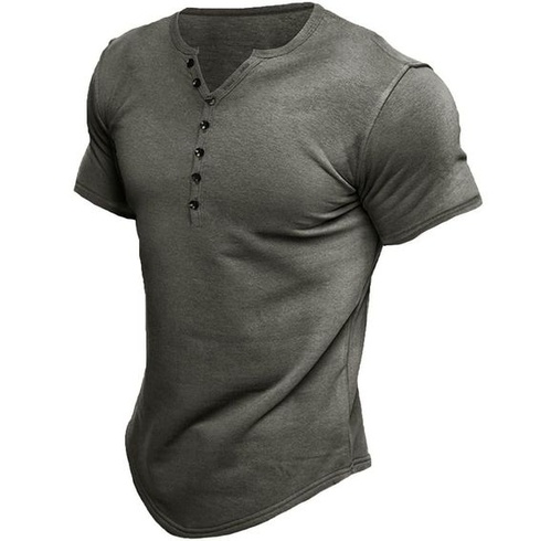 Pánska henley košeľa s krátkym rukávom, pánska ležérna košeľa, vintage štýl, ľahké tričko s