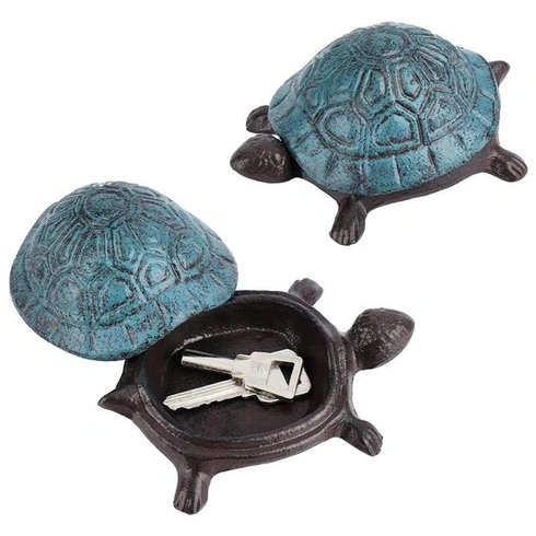 AHANDMAKER Želví úkryt na klíče, zahradní držák na náhradní klíče, železný 11x7,6 cm, tajný úložný