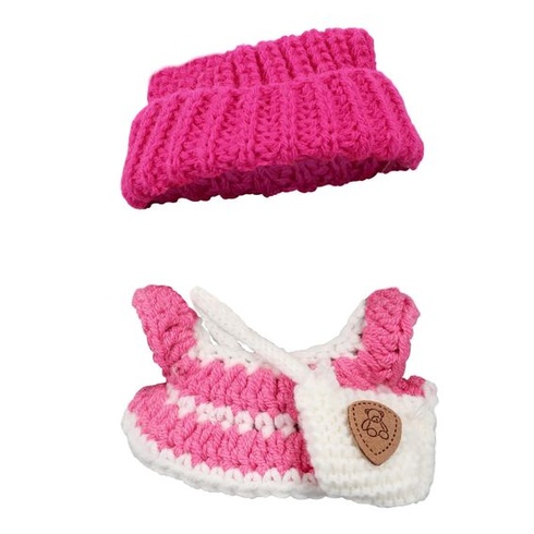 Sada 3 kusů oblečení pro panenky o velikosti 17 cm, včetně kašmírové čepice, sukně a tašky.