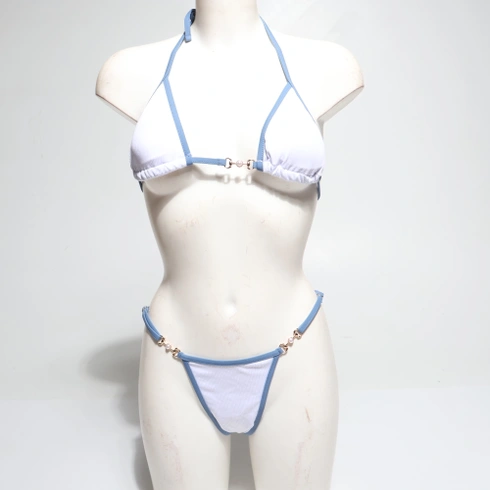 GORGLITTER Dámske bikiny s ramienkami na krk, sexi trojuholníkové plavky, dvojdielne plavky s krúžkami,