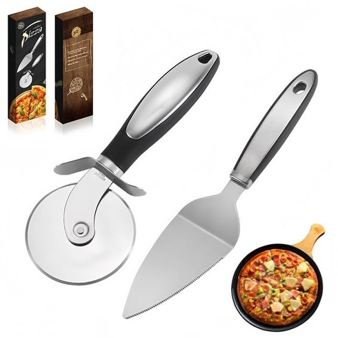 Sada kráječů pizzy, 1 kus, s loupačkou na pizzu, nerezová ocel, ochrana prstů