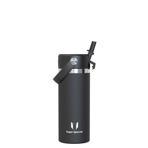 Dětská nerezová láhev na pití Sparrow 500ml termoska s brčkem 500ml černá