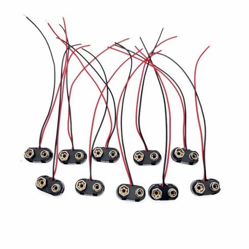 JZK 10 kusů 9V bateriových konektorů, zacvakávací konektor PP3, tranzistorový konektor baterie s