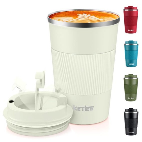 KETIEE hrnček na kávu so sebou, termohrnček 380 ml, dvojstenný cestovný hrnček, vákuovo izolovaný hrnček